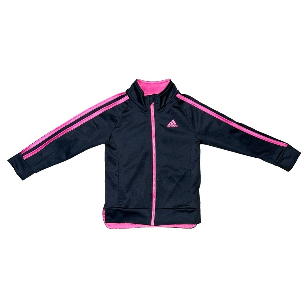 Adidas Track Suit Jacket Girls Children’s Size 3T Black Pink Long Sleeve